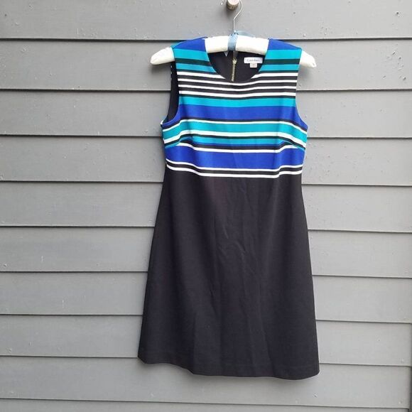 Calvin Klein Blue Black White Stripe Knit Dress size 8 - Picture 13 of 13